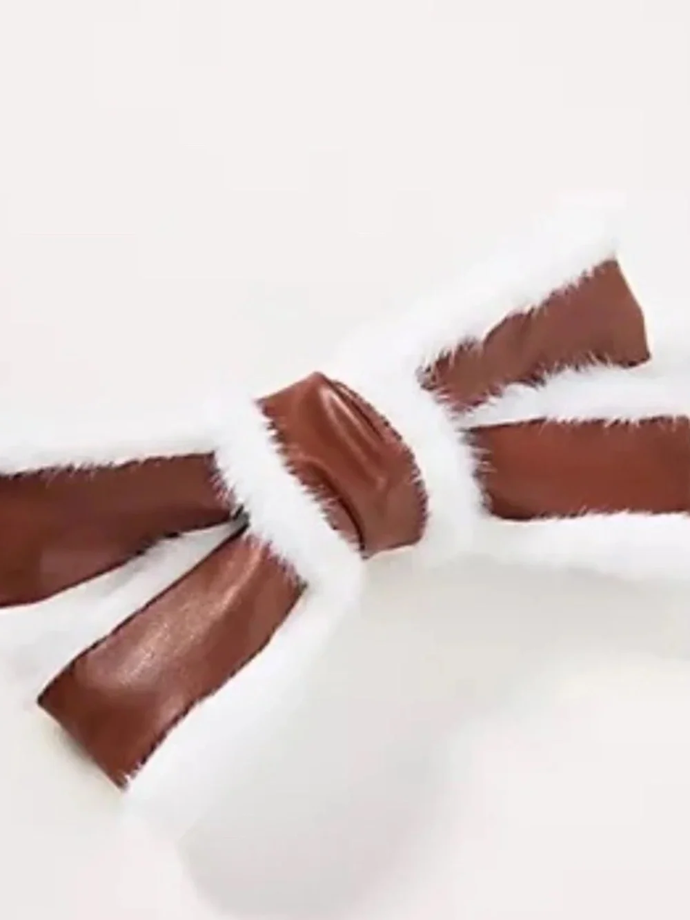 NWT Anthropologie Brown Faux Leather Bow Barrette